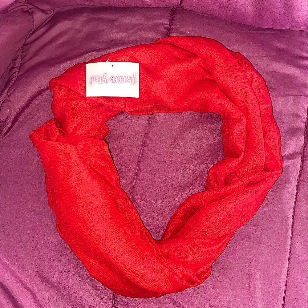 Pink accent red scarf unisex one size